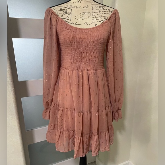 Altar'd State Dresses & Skirts - Altar'd State Pink Knee-Length Ruffled Dress
